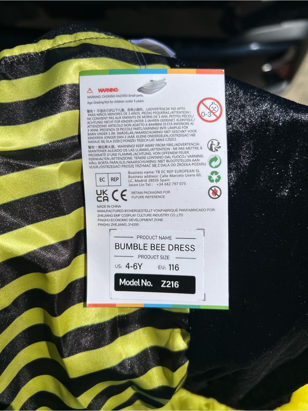 🐝 Bumble Bee Costume – Kids Size 4-6Y (Various Pieces) - Picture 8 of 11